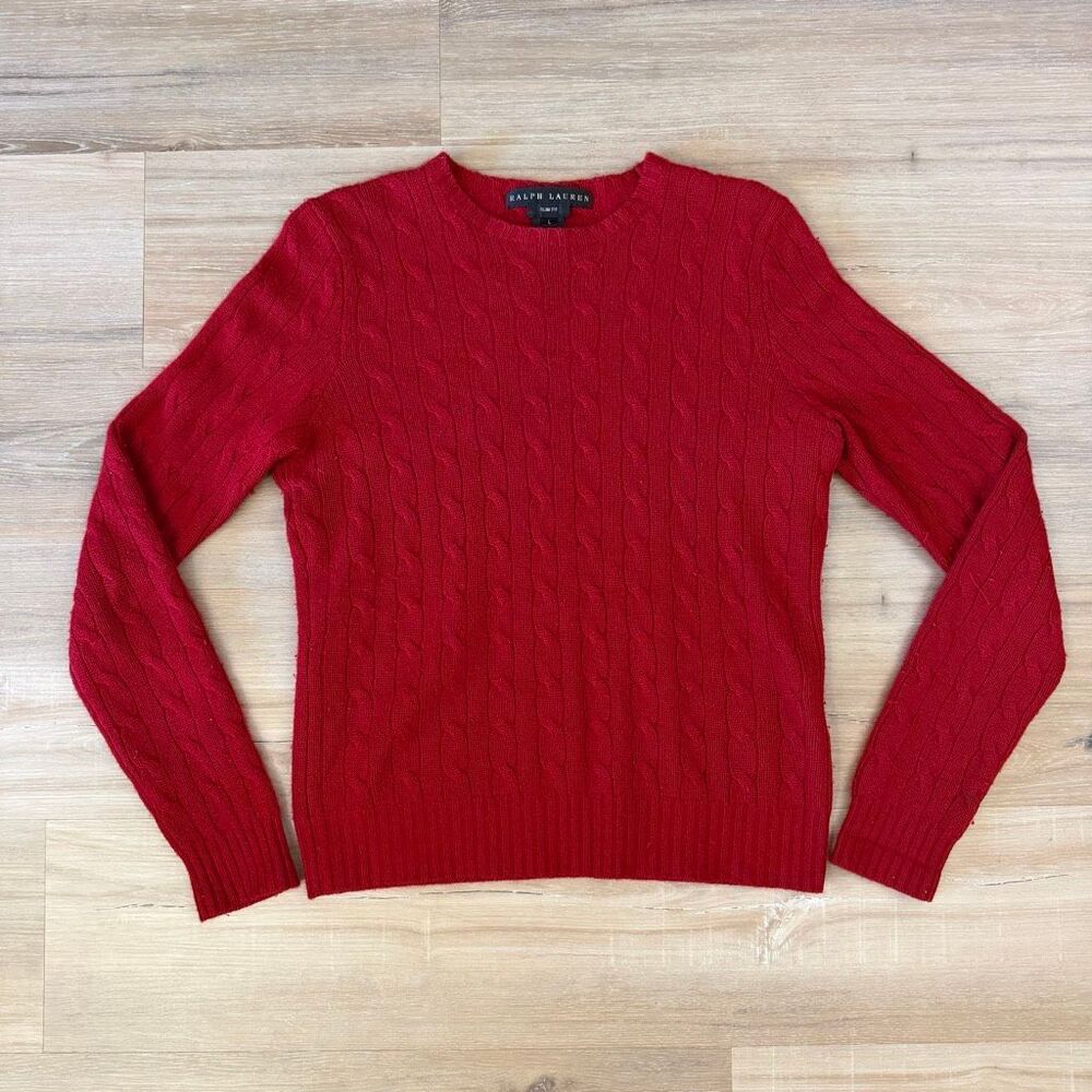 Vintage Ralph Lauren Black Label 100% Cashmere Sweater Made In Hong Kong Sz L
